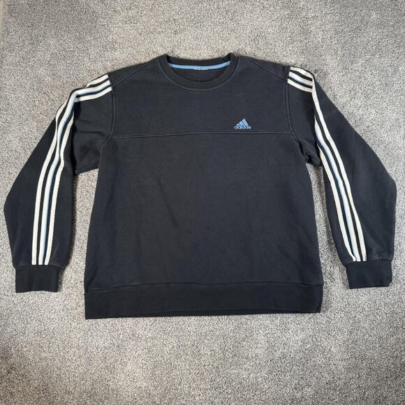 Vintage Y2K Adidas Sweatshirt XL 3-Embroidered Logo Skater Grunge Streetwear - Picture 1 of 9